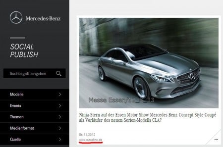 Autodino auf Mercedes Benz Social Media Seite