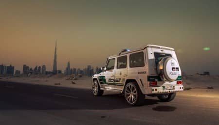 Fett getunter Mercedes-Benz G 63 AMG für Dubai Police 3 brabus G-Klasse Polizeiauto Dubai