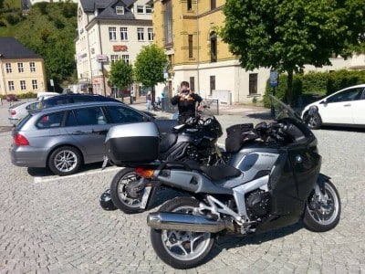Motorradtour Thüringen 2014 mit der Triumph Tiger und Dirks fetter BMW (Joghurt Becher :-)